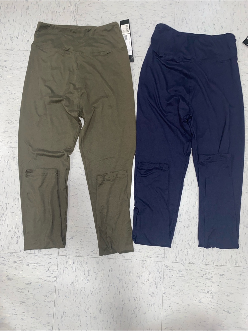 Black and olive green women Xs Xsmall leggings set mid waist yoga workout